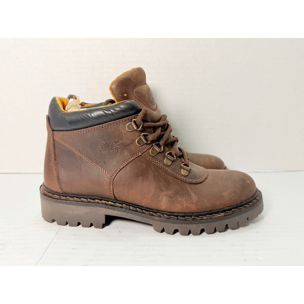 Vintage Timberland 68351 Made In Italy Brown Leather Hiking Boots Women's 6.5